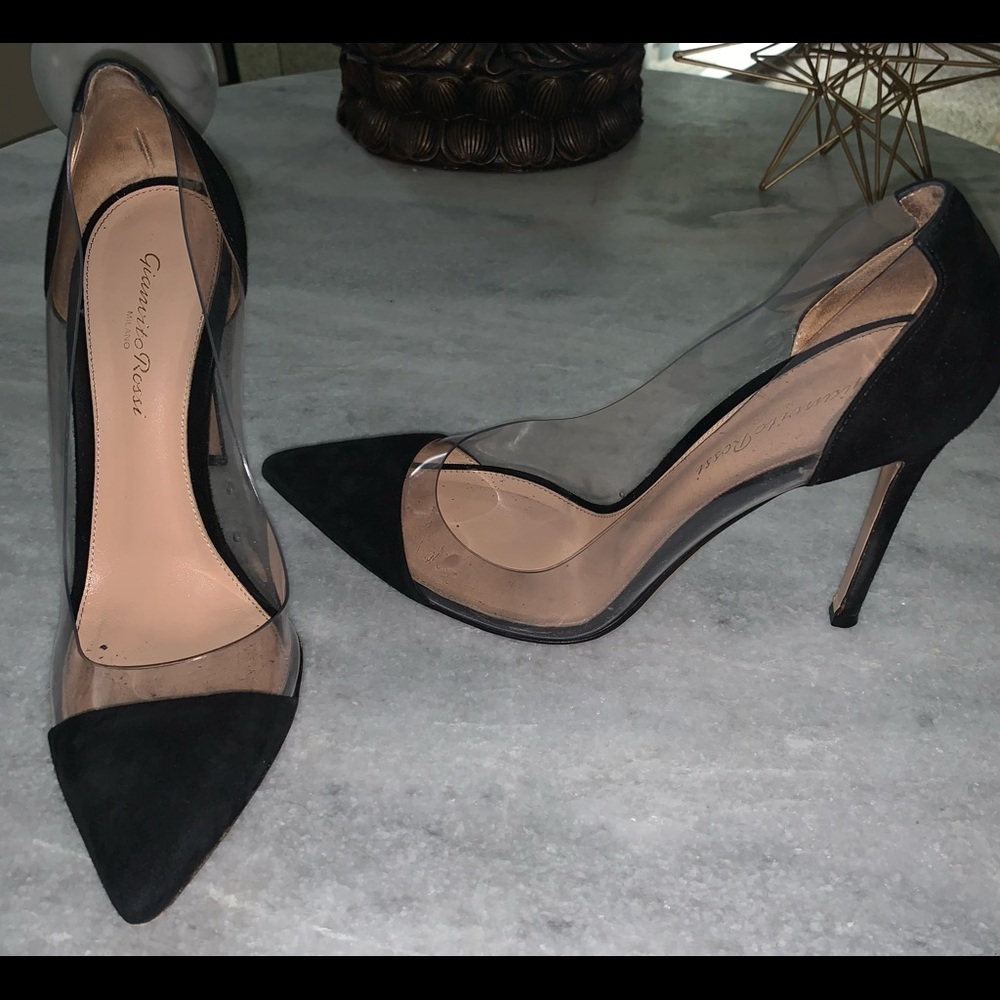 Gianvito Rossi plexi suede heels